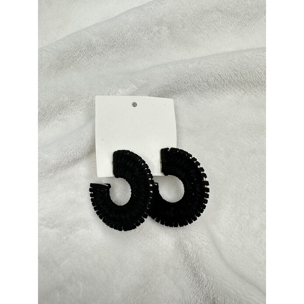 NEW Free People See If I Care Suede Hoops in Black Earrings Bohemian Western